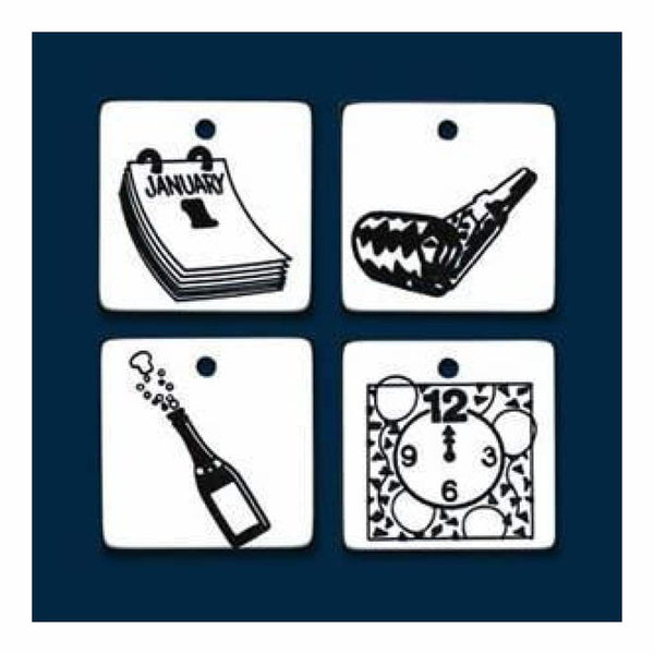 New Years Zipper Pulls 4 Pack