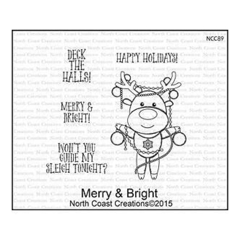 North Coast Creations Cling Rubber Stamps 5 Inch X6.75 Inch  Merry And Bright