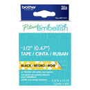 P-Touch Embellish Black Print Pattern Tape Yellow With White Stars