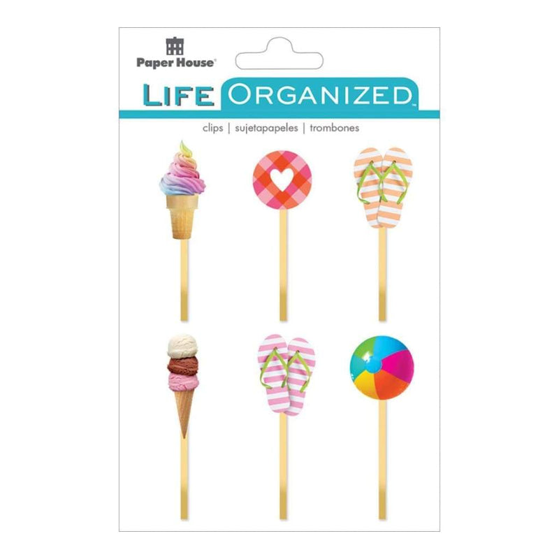 Paper House Life Organized Epoxy Clips 6 pack Summer Fun