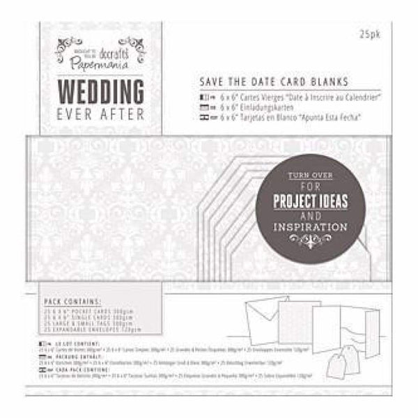 Papermania Ever After Wedding Blank Cards 25 Pack  White Damask Screen Print