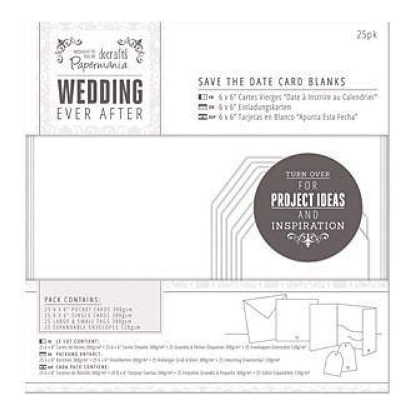 Papermania Ever After Wedding Blank Cards 25 Pack  White Die-Cut Heart