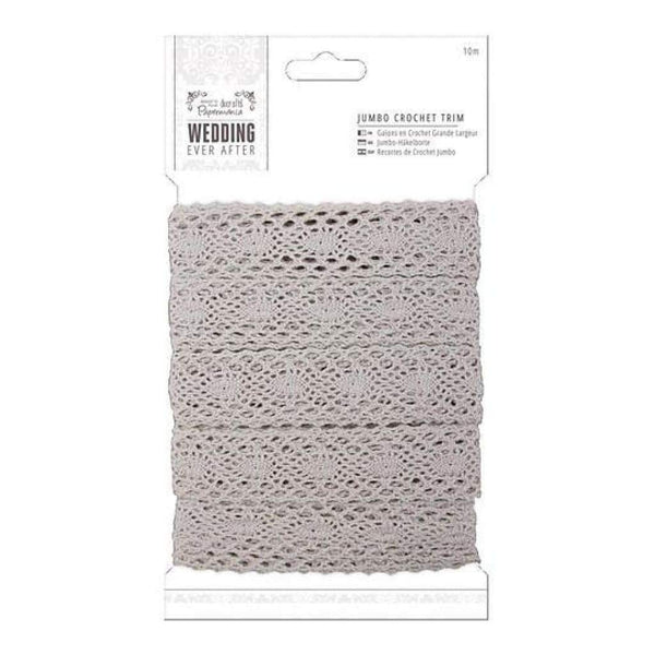 Papermania Ever After Wedding Crochet Trim 10M Silver 36Mm