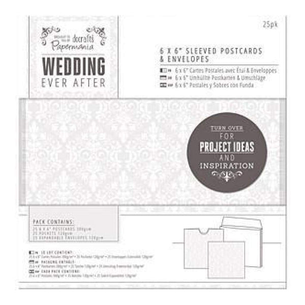 Papermania Ever After Wedding Sleeved Postcards - White Damask Screen Print