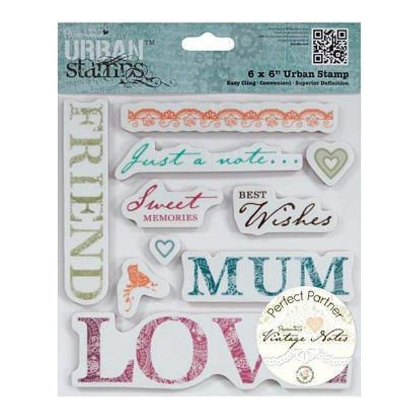 Papermania Victorian Papermania Vintage Notes Urban Stamps 6 Inch X6 Inch  Sentiments