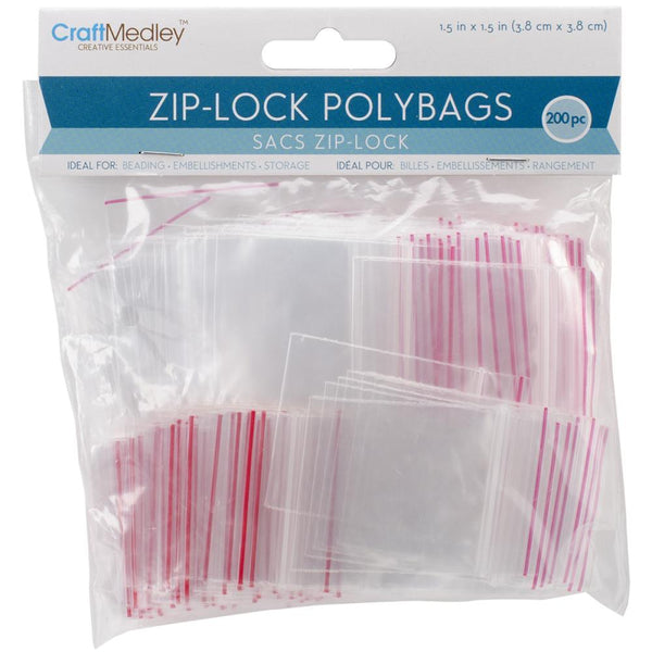 Multicraft Imports - Ziplock Polybags 200 pack - 1.5 inch X1.5 inch Clear