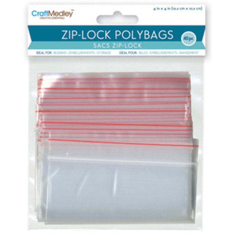Multicraft Imports - Ziplock Polybags 40 pack - 4 inch X4 inch Clear
