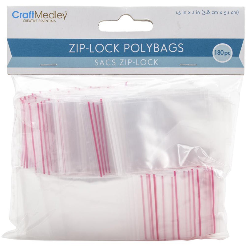 Multicraft Imports - Ziplock Polybags 180 pack - 1.5 inch X2 inch Clear