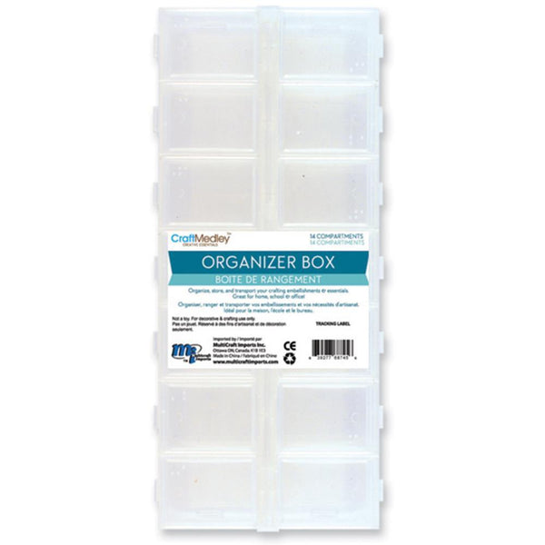 Multicraft Imports - Organiser Box with Snap Lids 14 Compartments - 9 inch X4 inch X1 inch