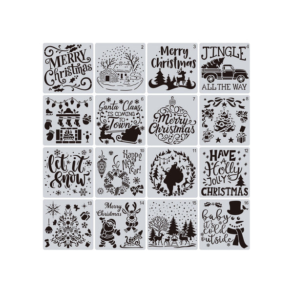 Poppy Crafts Stencil Kit #18 - Christmas Collection - Jingle - 16 Pack