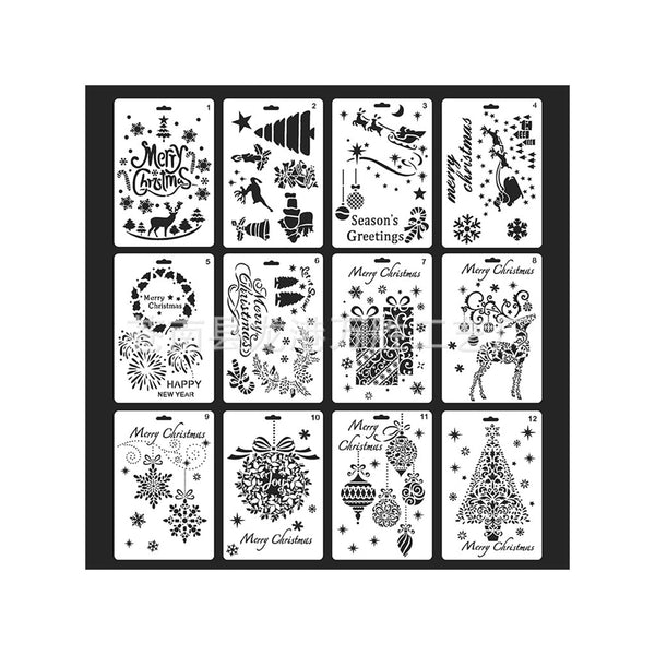 Poppy Crafts Stencil Kit #20 - Christmas Collection - Seasons Greetings - 12 Pack*