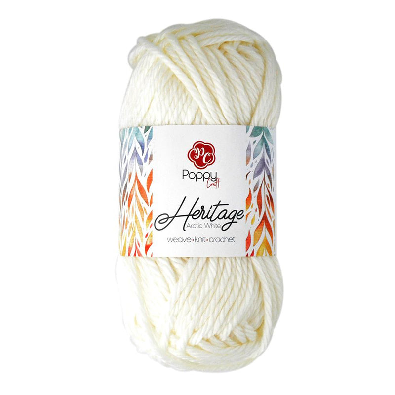 Poppy Crafts Heartfelt Heritage Yarn 142g - Arctic White - 100% Acrylic