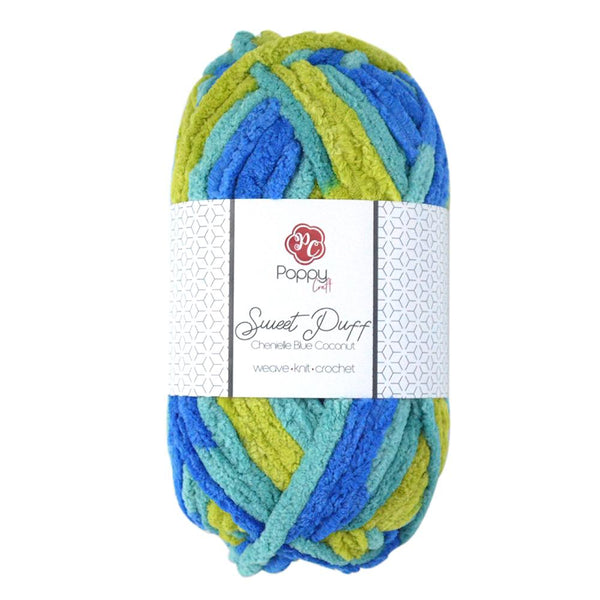 Poppy Crafts Sweet Puff Super Chunky Chenille Yarn 100g - Blue Coconut - 100% Polyester