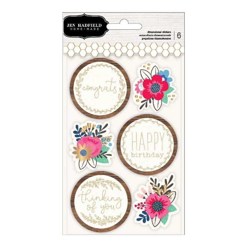 Pebbles Jen Hadfield The Bright Life Dimensional Stickers with Gold Foil Accents