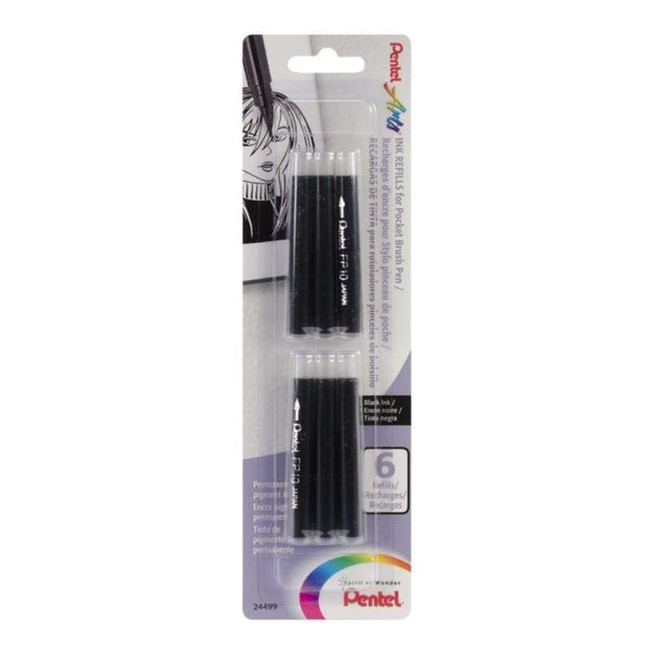 Pentel Pocket Brush Pen With 2 Refills - Black