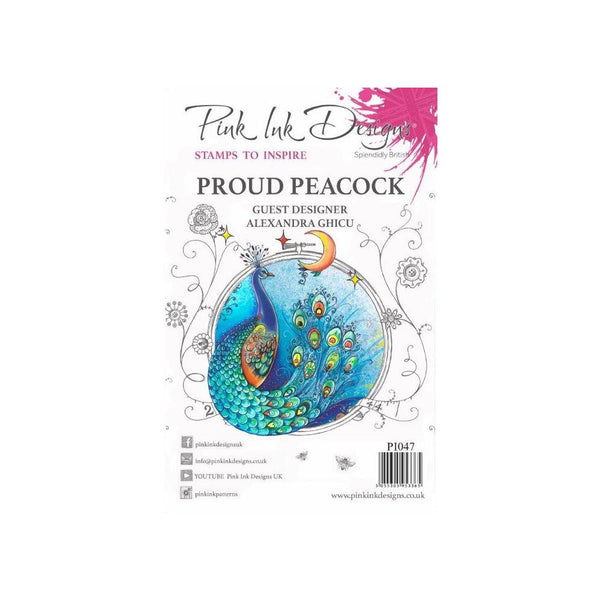 Pink Ink Designs A5 Clear Stamp Set - Proud Peacock