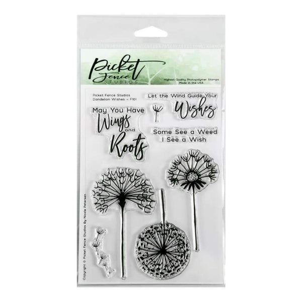 Picket Fence Studios 4 inch X6 inch  Stamp Set Dandelion Wishes