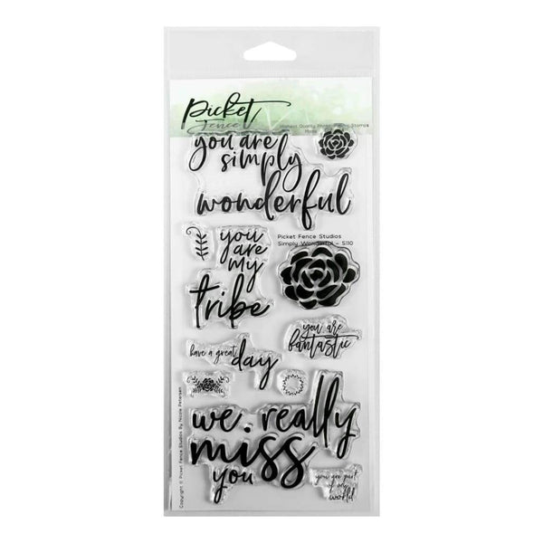 Picket Fence Studios 4 inch X8 inch  Stamp Set Simply Wonderful