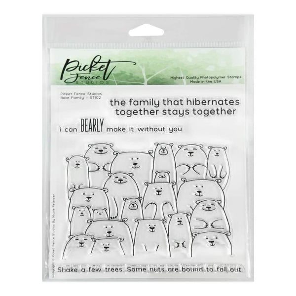 Picket Fence Studios 6 inch X6 inch  Stamp Set Bear Family