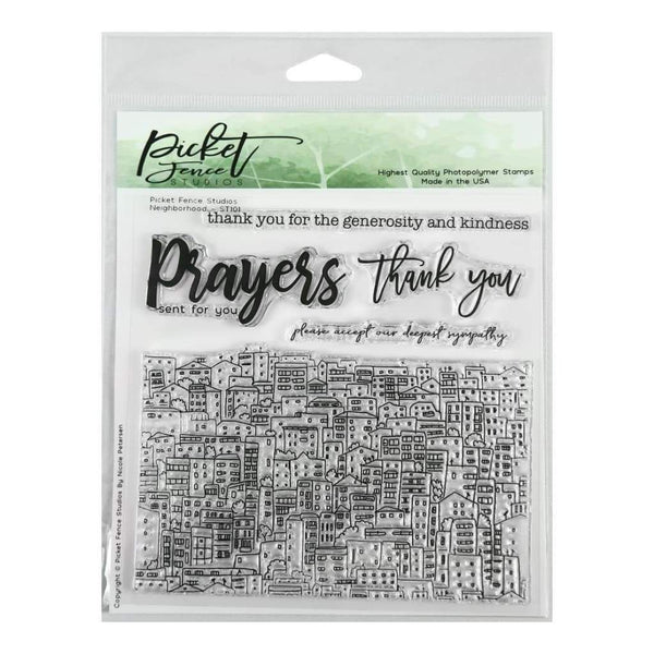 Picket Fence Studios 6 inch X6 inch  Stamp Set Neighborhood