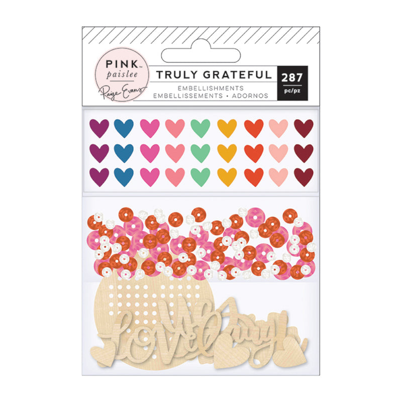 Pink Paislee - Truly Grateful Collection - Sparkle Kit - Enamel Wood Shapes and Sequins*
