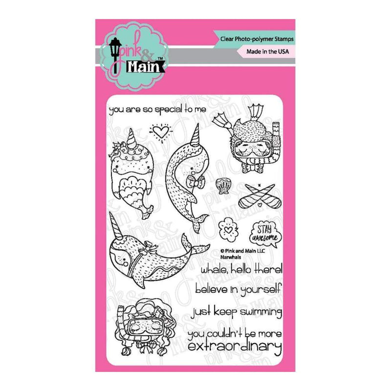 Pink & Main Clear Stamps 4 inch X6 inch Narwhals
