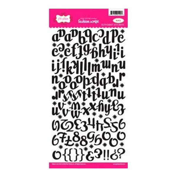 Pink Paislee - Fashion Script Alpha Stickers - Black