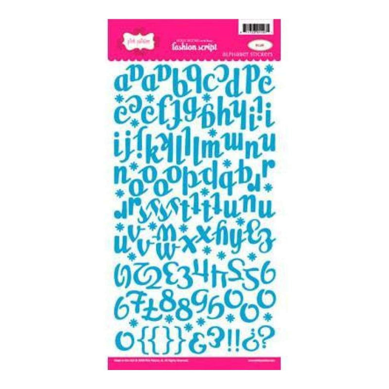 Pink Paislee - Fashion Script Alpha Stickers - Blue