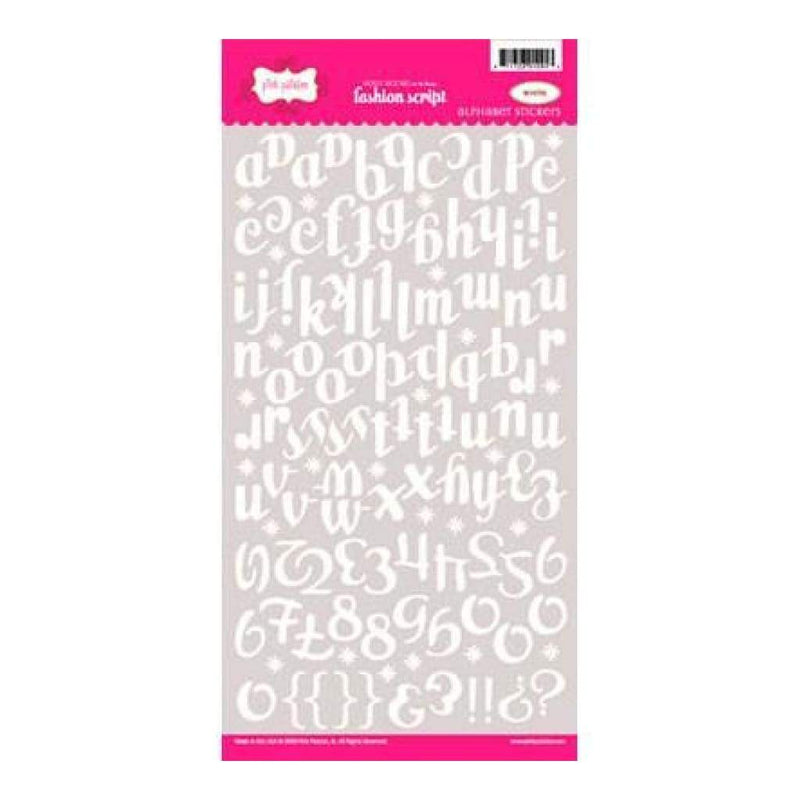 Pink Paislee - Fashion Script Alpha Stickers - White