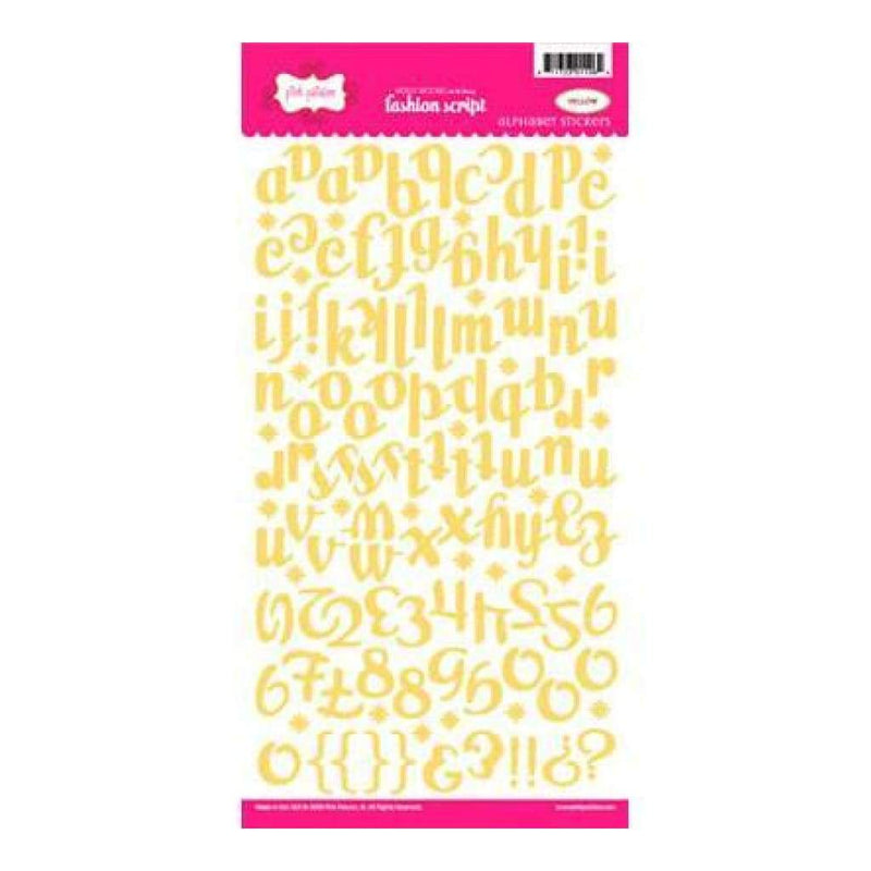 Pink Paislee - Fashion Script Alpha Stickers - Yellow