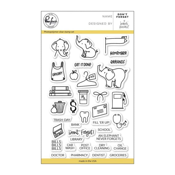 Pinkfresh Studio Clear Stamp Set 4 inch X6 inch - Dont Forget