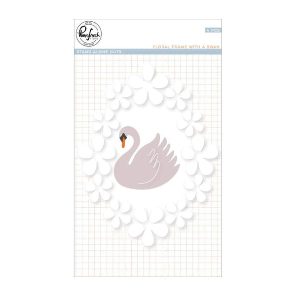 Pinkfresh Studio Die - Floral Frame With Swan