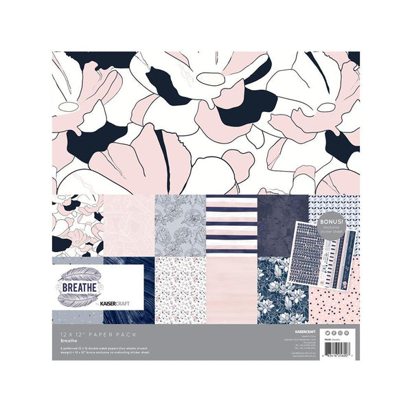 Kaisercraft - Paper Pack 12X12in 12 per pack - Breathe