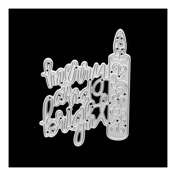 Poppy Crafts Dies - Merry and Bright Words & Candle Die Design