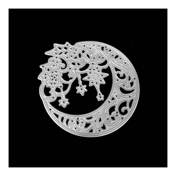Poppy Crafts Dies - Ornate Moon with Holly & Stars Die Design
