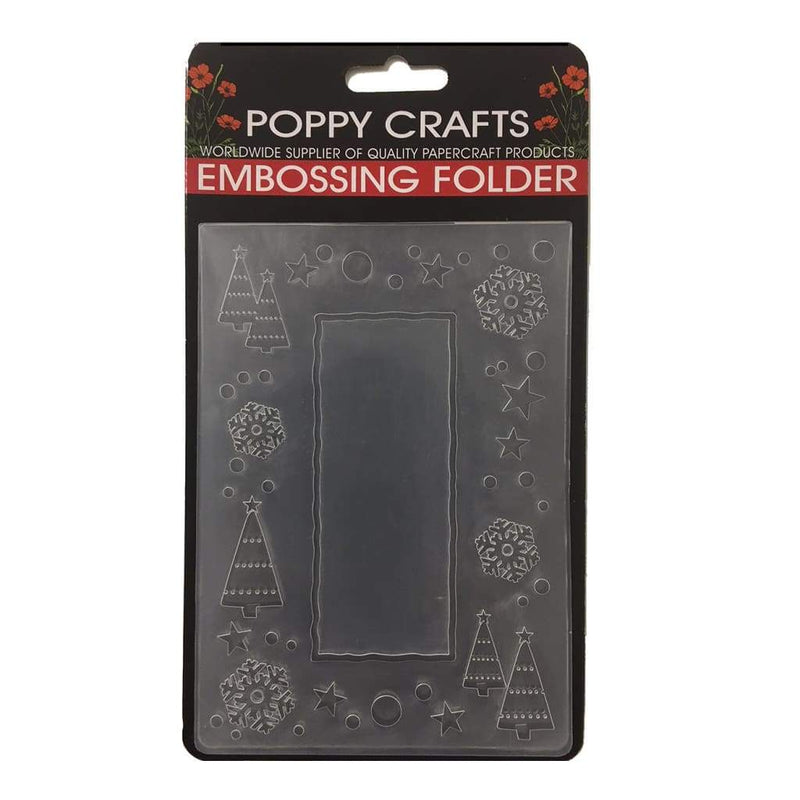 Poppy Crafts Embossing Folder - Christmas theme with frame and christmas motif design