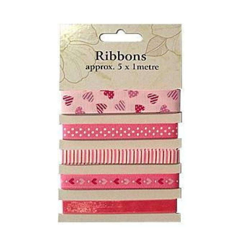 Poppy Crafts Ribbons - Pinks - 5 Ribbons