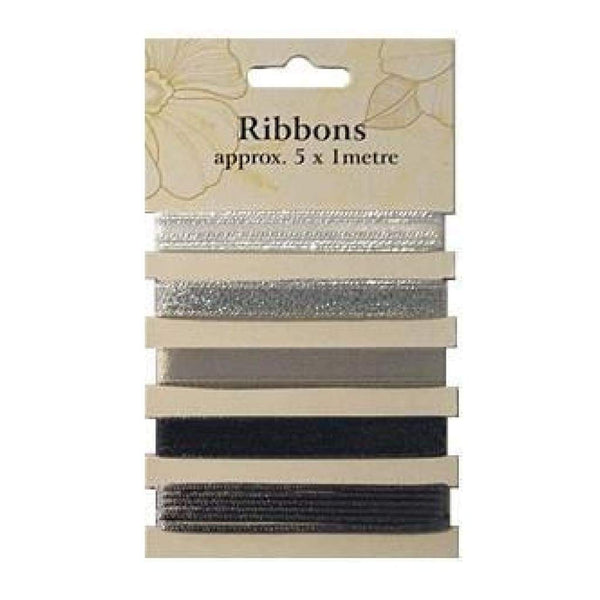 Poppy Crafts Ribbons - Silvers - 5 Ribbons
