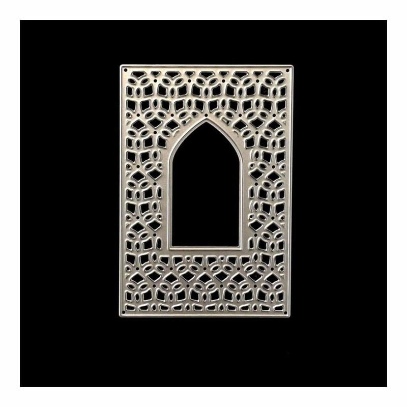 PoppyCrafts Cutting Die - Patterened Rectangle Frame Die with Arch Window