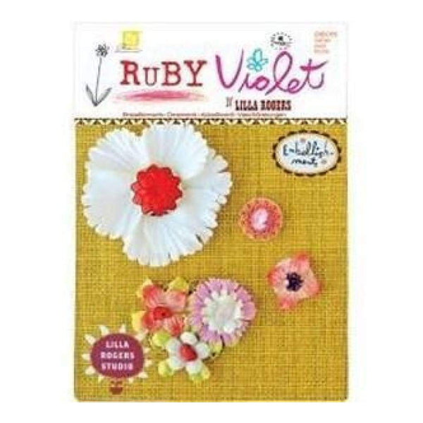 Prima Marketing  - Ruby Violet Floral Embellishments 4 Peices Per Pack