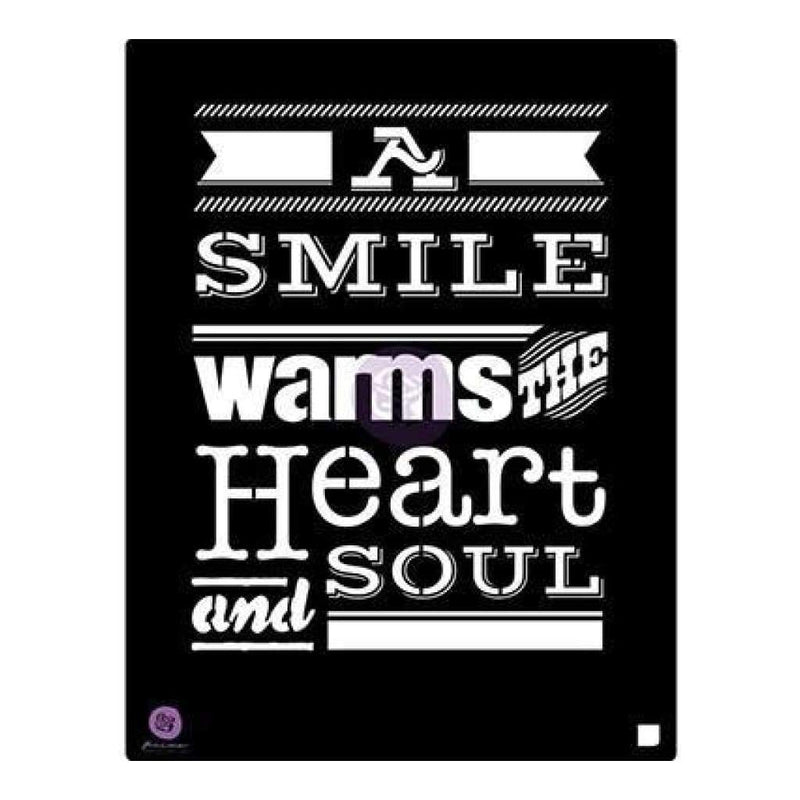 Prima Marketing Stencil 9.5 Inch X12 Inch A Smile Warms The Heart And Soul