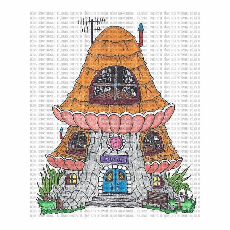 Riley & Company Mushroom Lane Cling Stamp 4 inch X3 inch Library