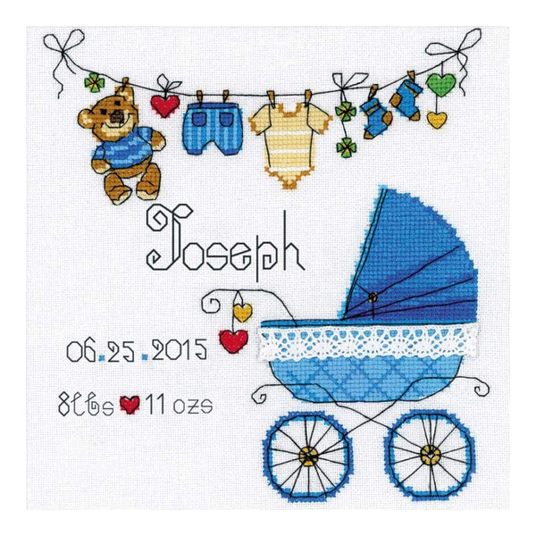RIOLIS Counted Cross Stitch Kit 7.75inch X7.75inch Its A Boy! Announcement (28 Count)
