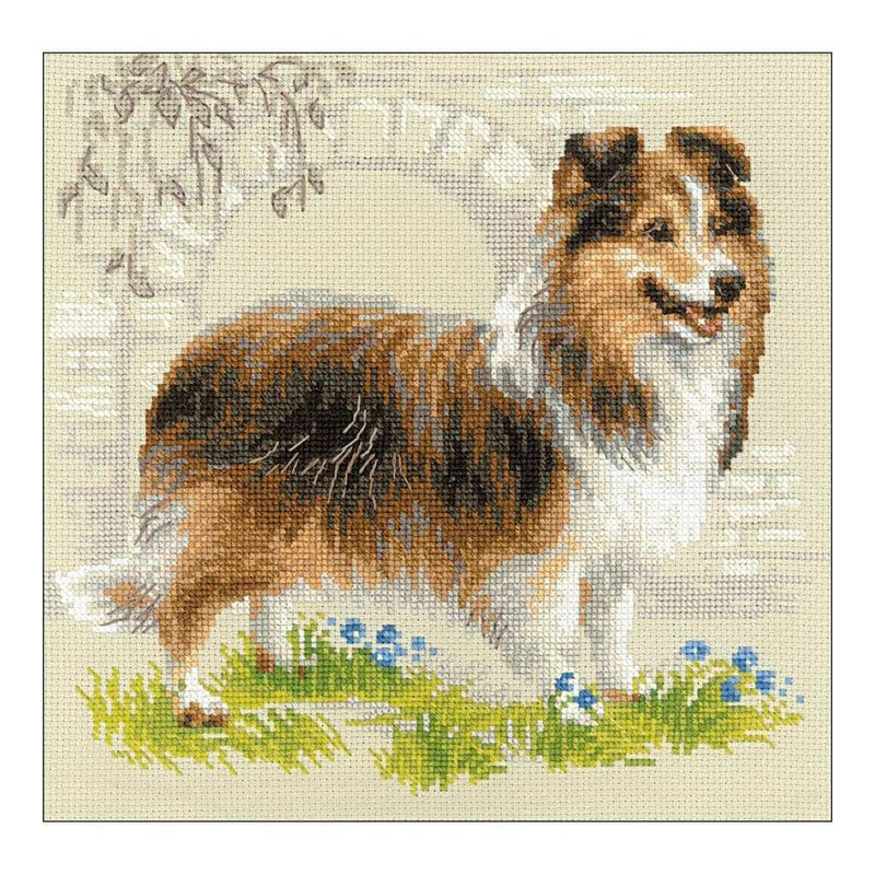 RIOLIS Counted Cross Stitch Kit 9.75inch X9.75inch Sheltie Dog (14 Count)