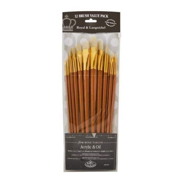 Royal Brush - Taklon Bone Value Pack Brush Set 12 pack