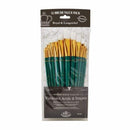 Royal Brush - White Taklon Flat Value Pack Brush Set 12 pack