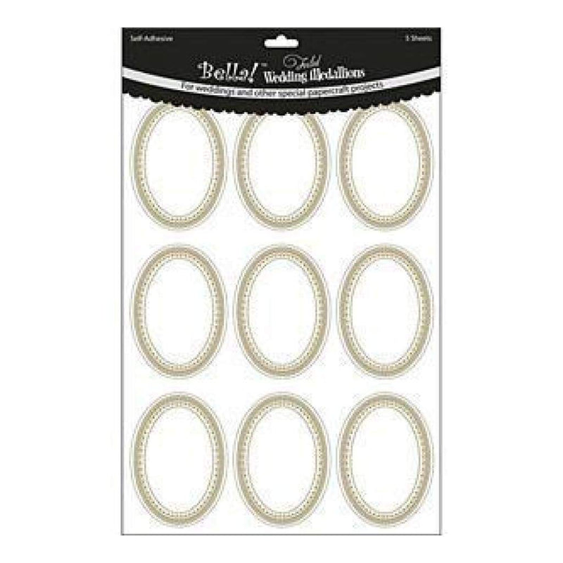 Ruby Rock-It  -  Wedding Foiled Medallion Stickers 8.25In.X13in. Sheets 5 Pack Gold Oval 2.5In.X3.5In.