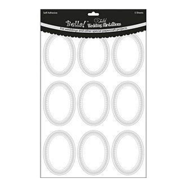 Ruby Rock-It  - Wedding Foiled Medallion Stickers 8.25In.X13in. Sheets 5 Pack Silver Oval 2.5In.X3.5In.