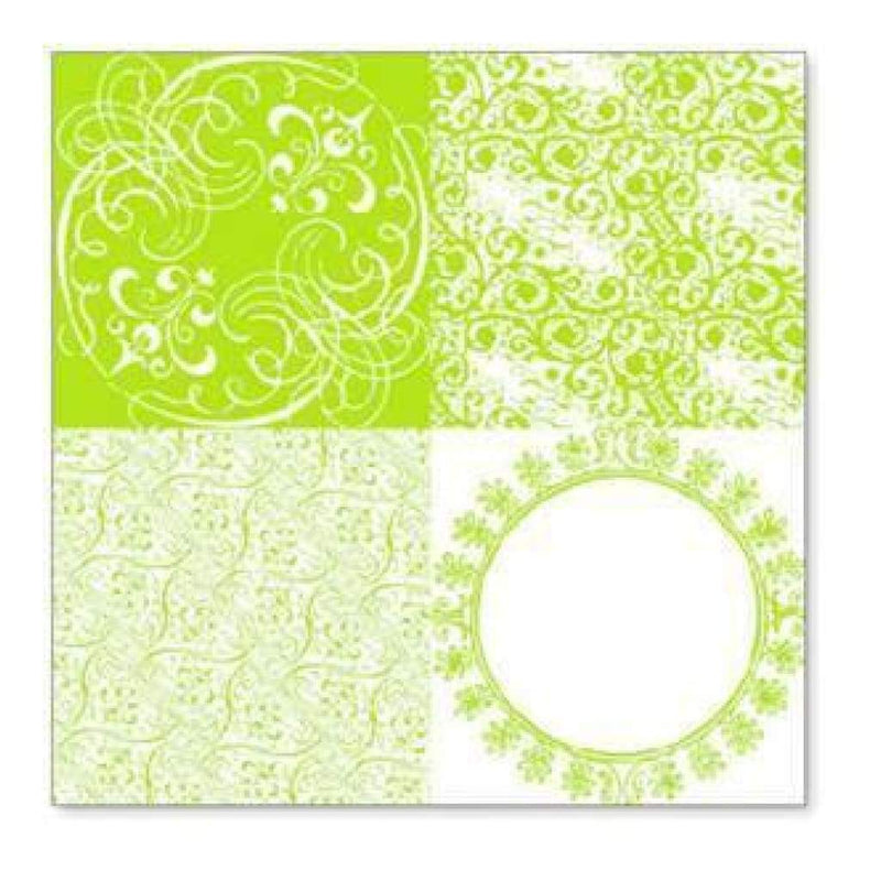 Sale Item - Hambly Screen Prints - Vintage Patchwork Overlay - Lime Green  - Sin