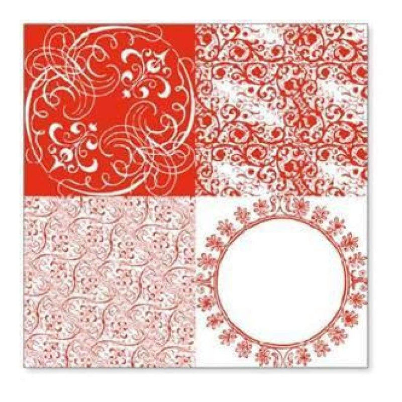 Sale Item - Hambly Screen Prints - Vintage Patchwork Overlay - Red  - Single 12X